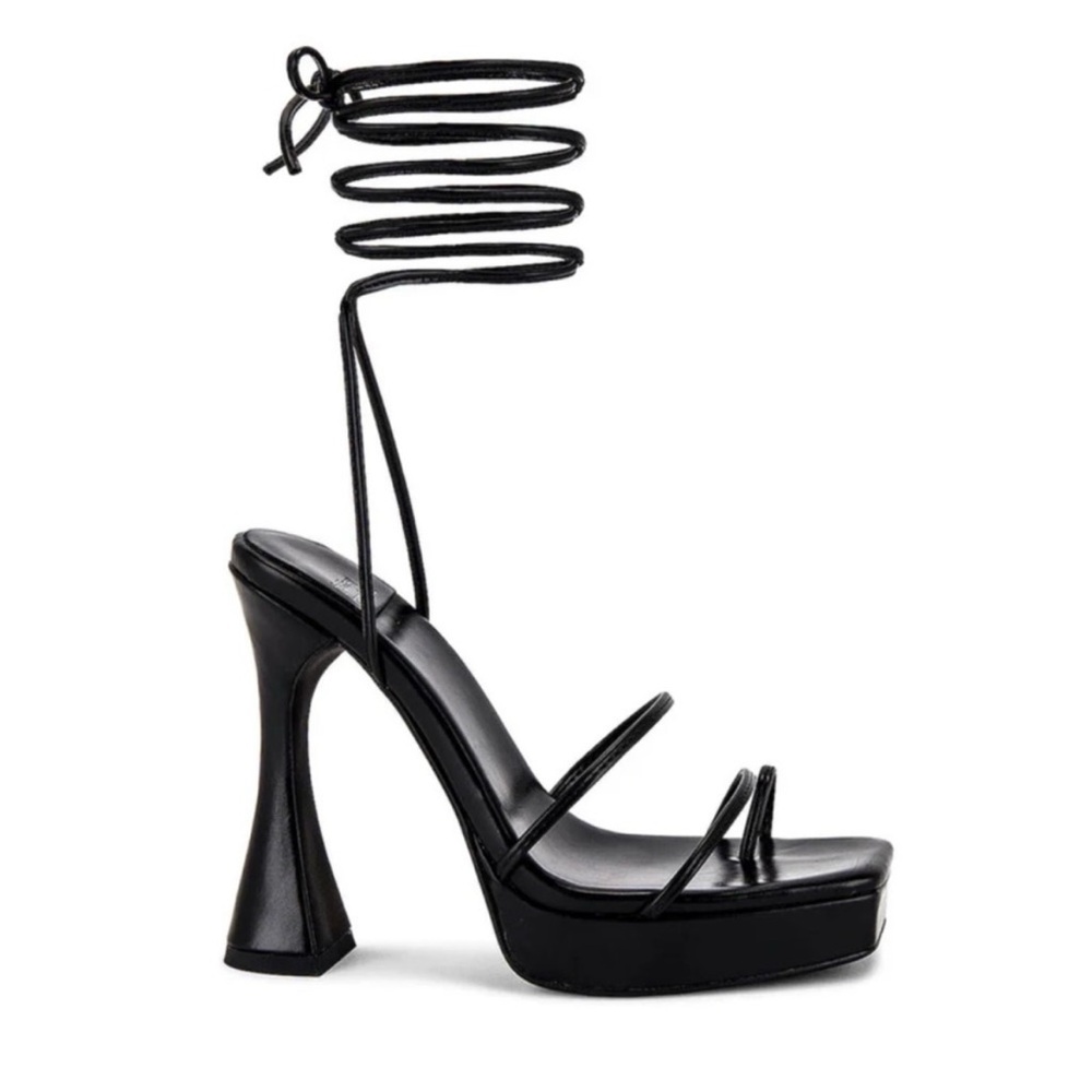 Jeffrey Campbell Prima Donna Platform Tie Up Sandals Heels Women’s 9.5 Black Y2K - Picture 2 of 12